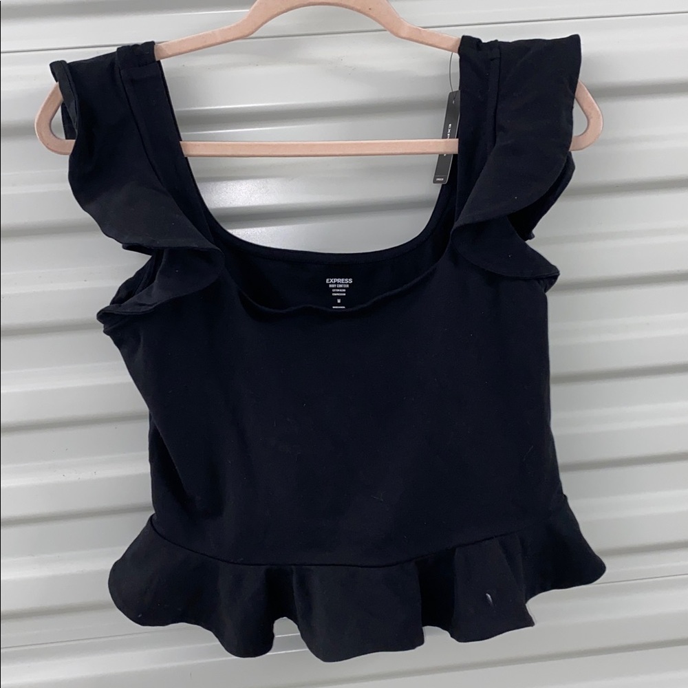 Express Black Sleeveless Ruffle Top
